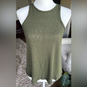 BKE XS Olive Ribbed Racerback Tank Top